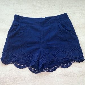 Xhilaration Navy Blue Lace Embroidered Shorts